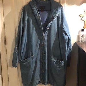 Hooded Full-Length Jean Jacket